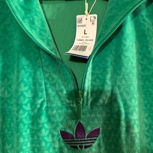 Brand new Adidas Originals Men Green Monogram Velour Jacket in Large